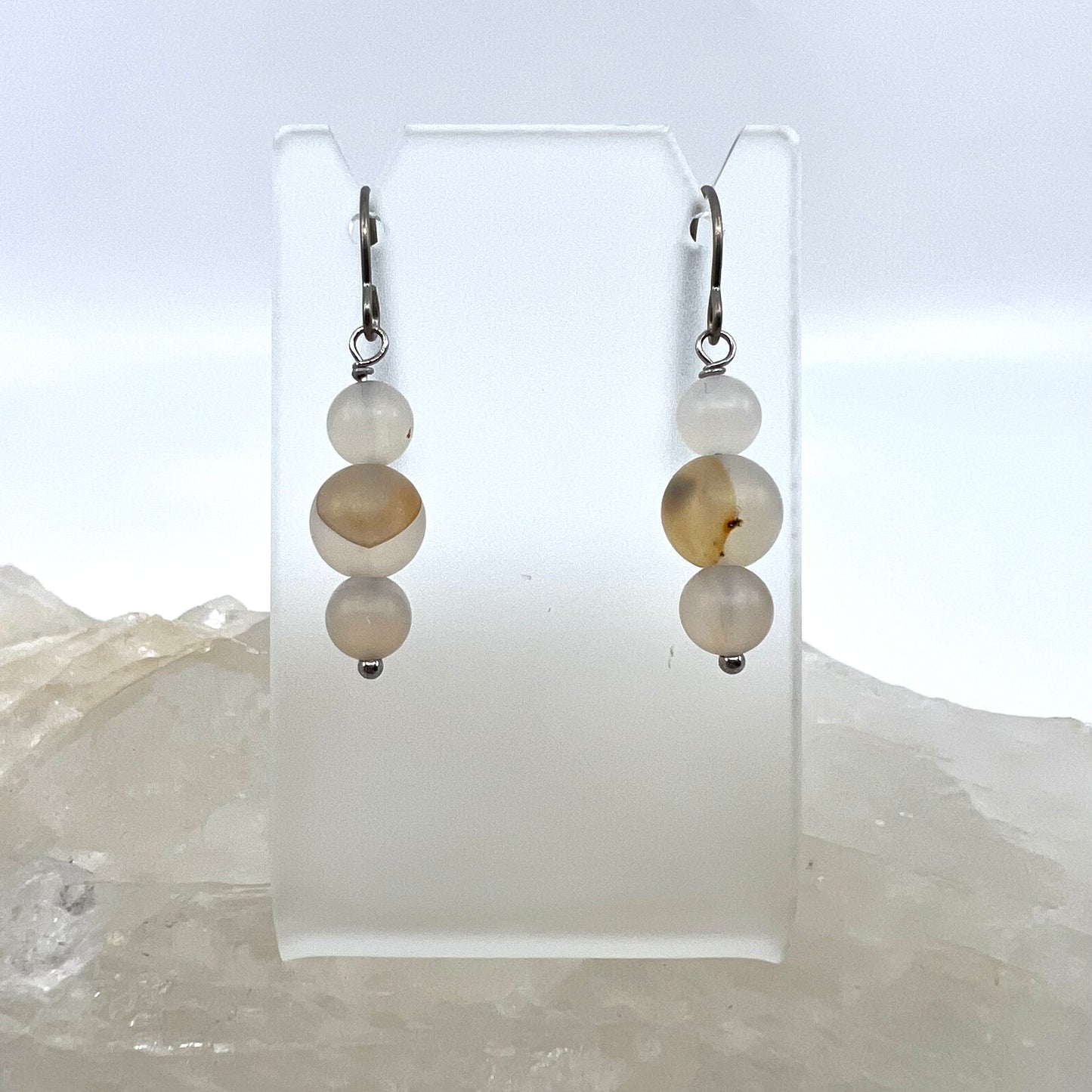 Montana Agate Drop Earrings, Matte Finish