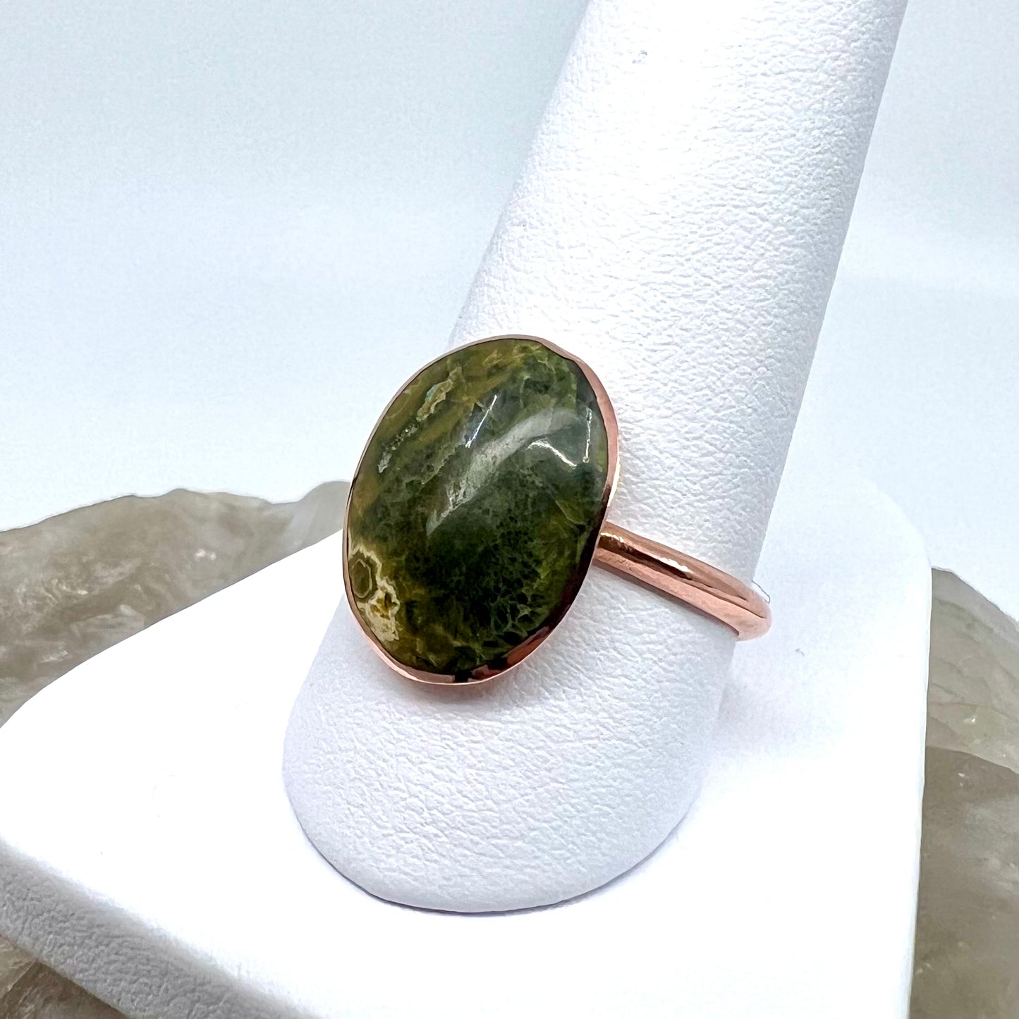 Size 8.5 Japser Ring - Copper Electroformed