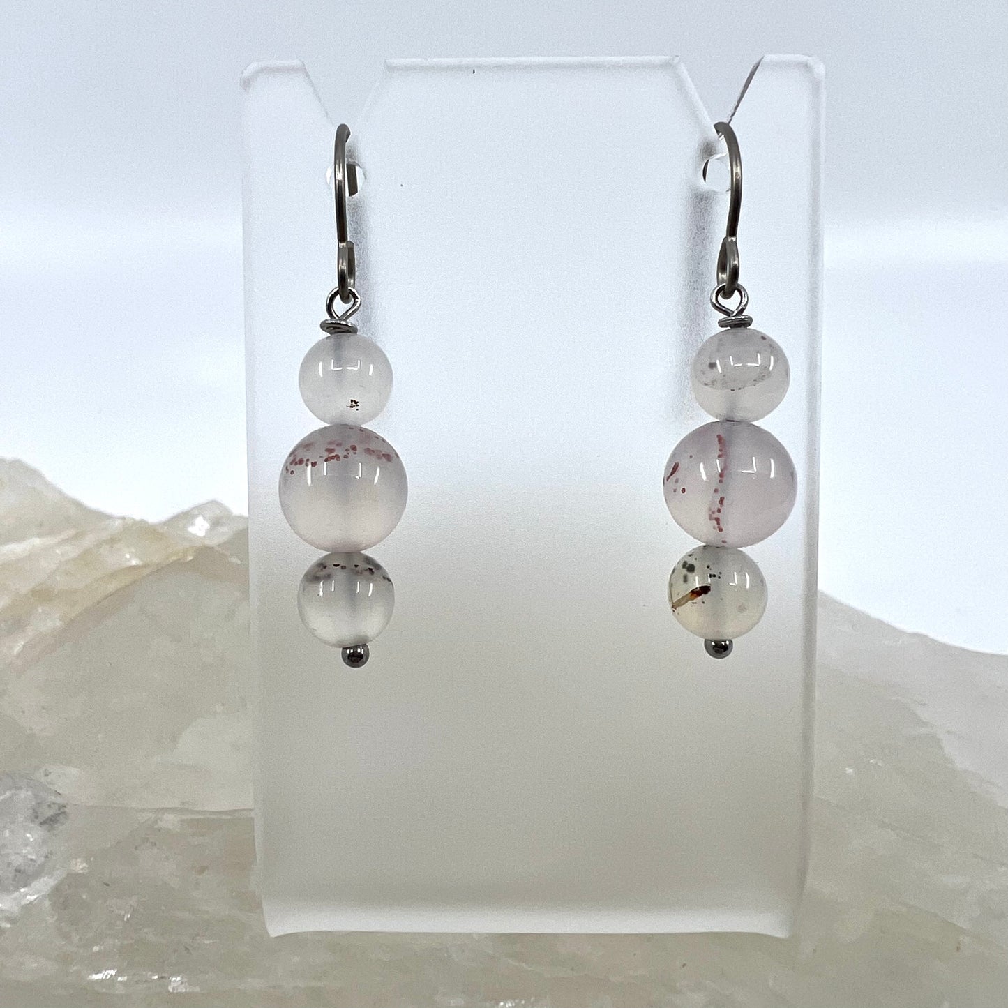 Montana Agate Drop Earrings, Smooth Finish