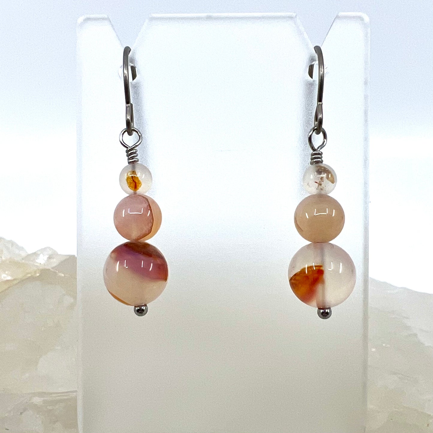 Montana Red Agate Drop Earrings, Smooth Finish