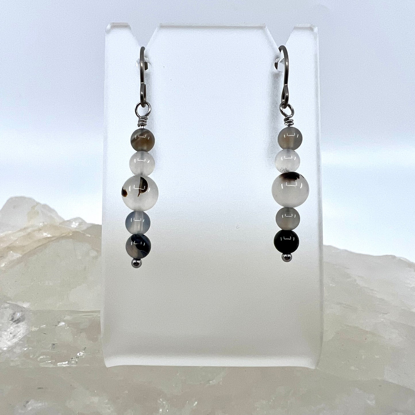 Montana Agate Drop Earrings, Smooth Finish