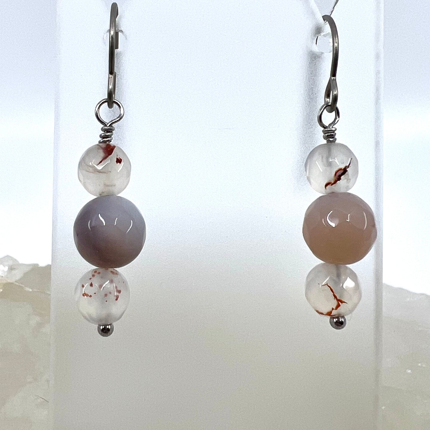 Montana Agate Drop Earrings, Faceted