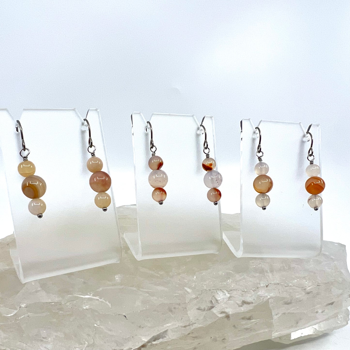 Montana Red Agate Drop Earrings, Smooth Finish