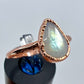 Size 8 Rainbow Moonstone Ring - Copper Electroformed