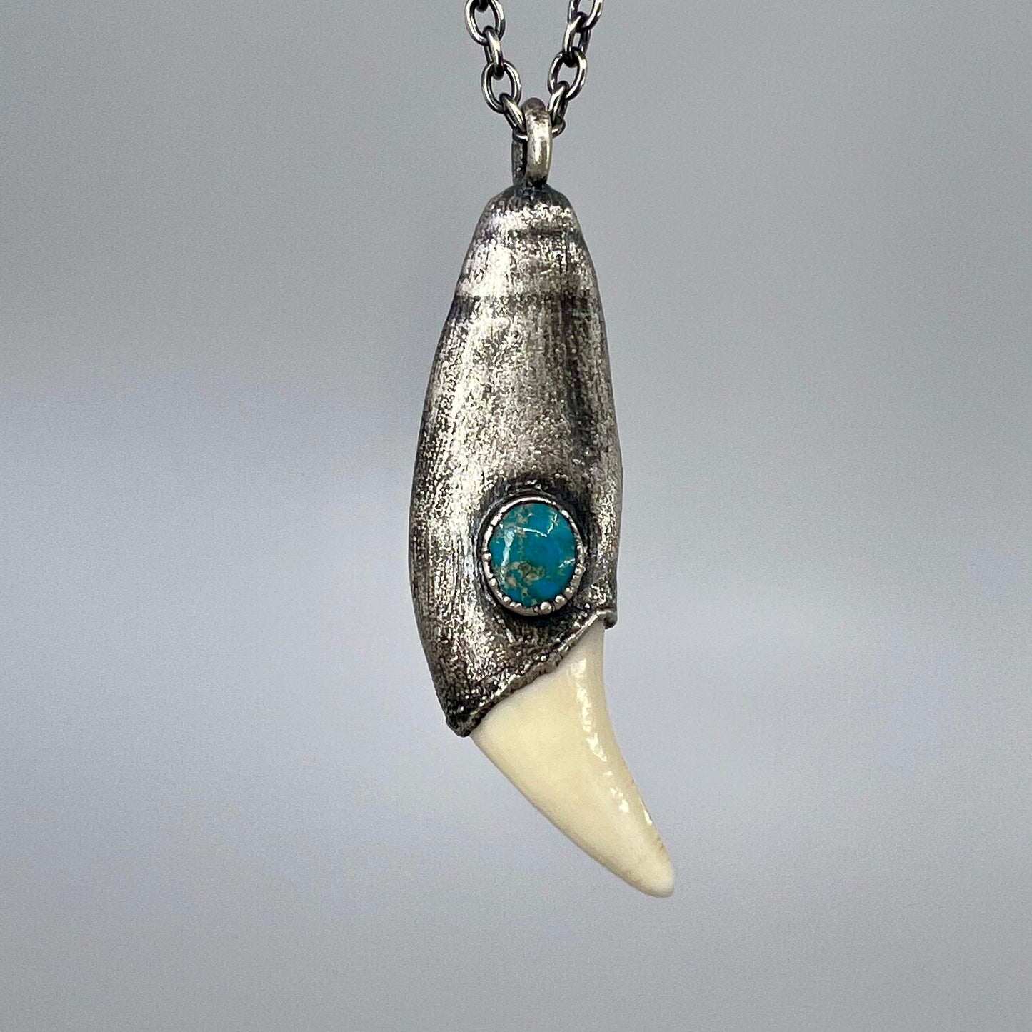 Black Bear Tooth - Silver Electroformed Necklace