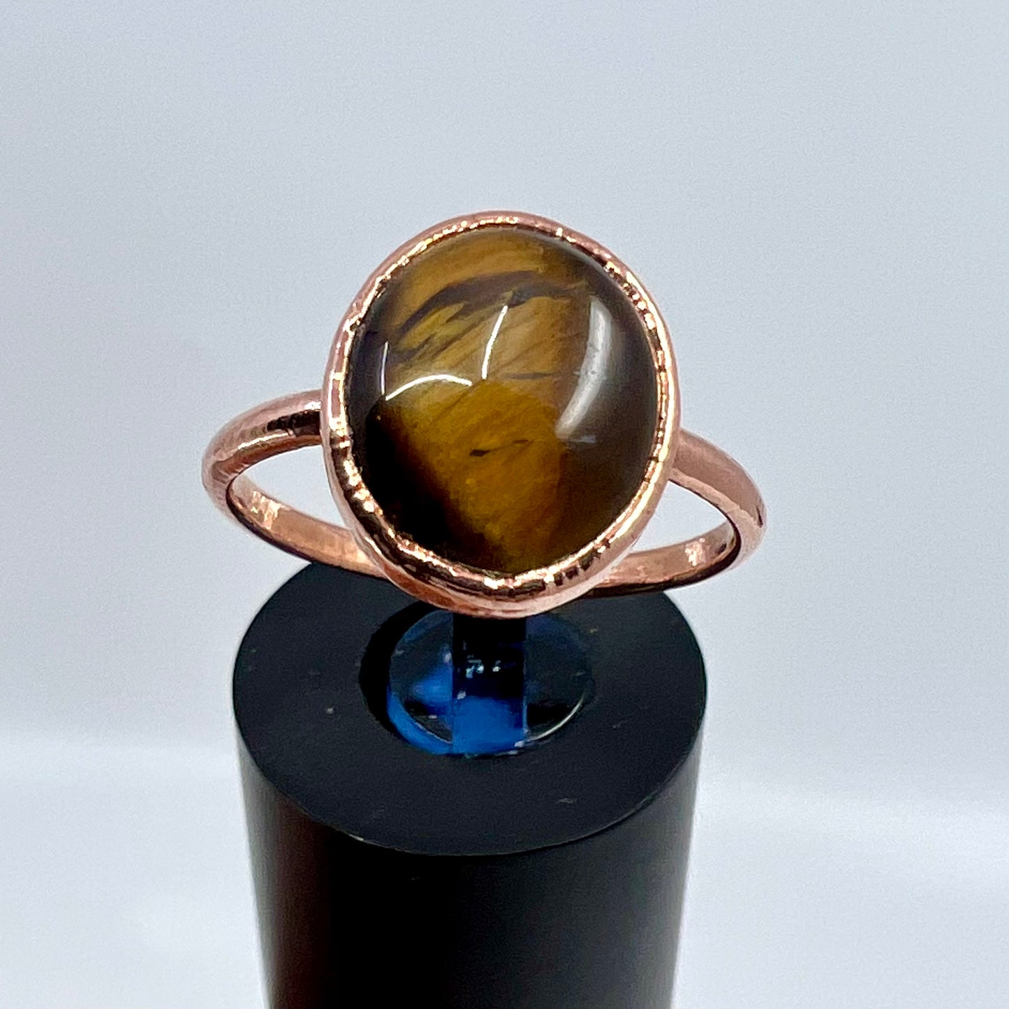 Size 8 Tiger’s Eye Ring - Copper Electroformed