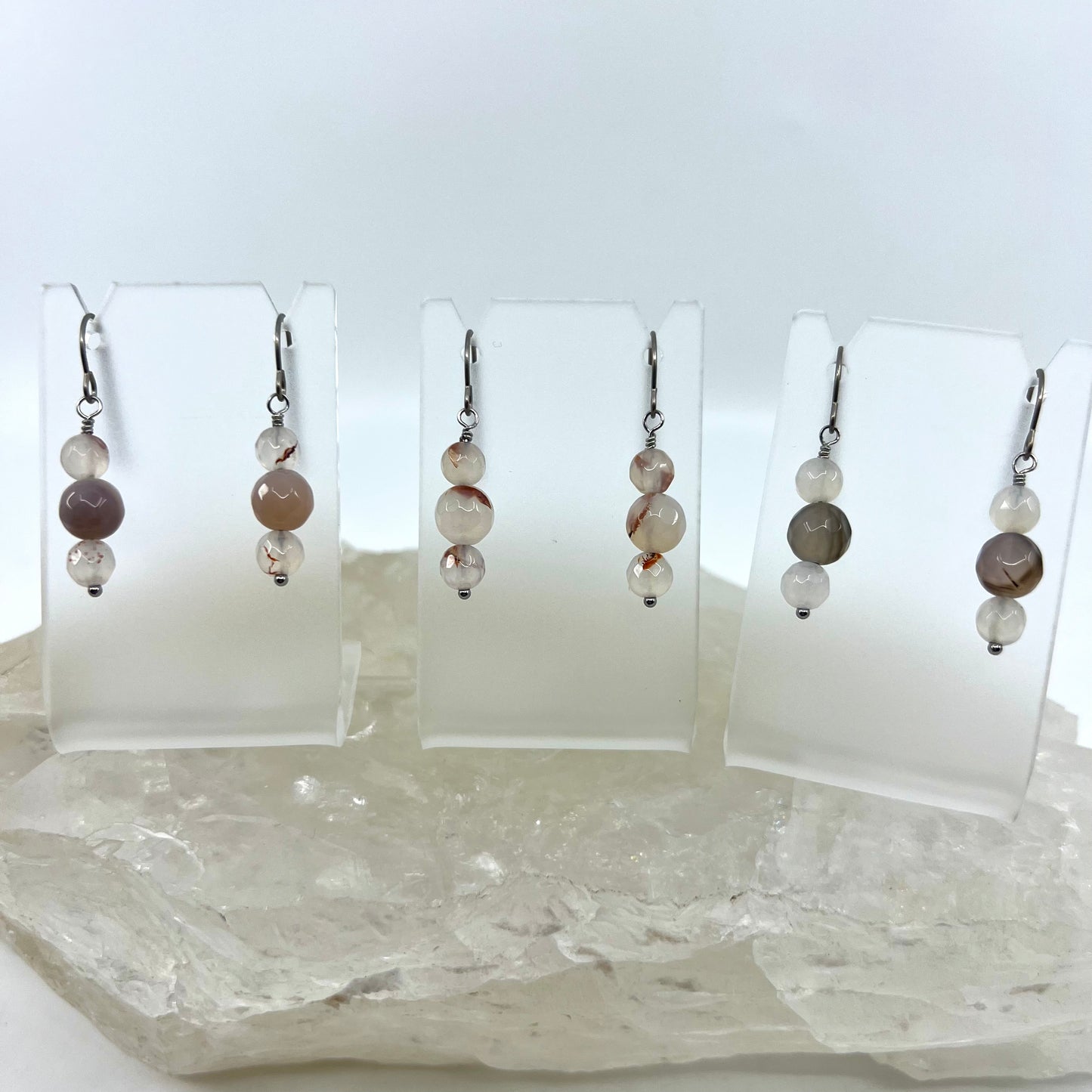 Montana Agate Drop Earrings, Faceted