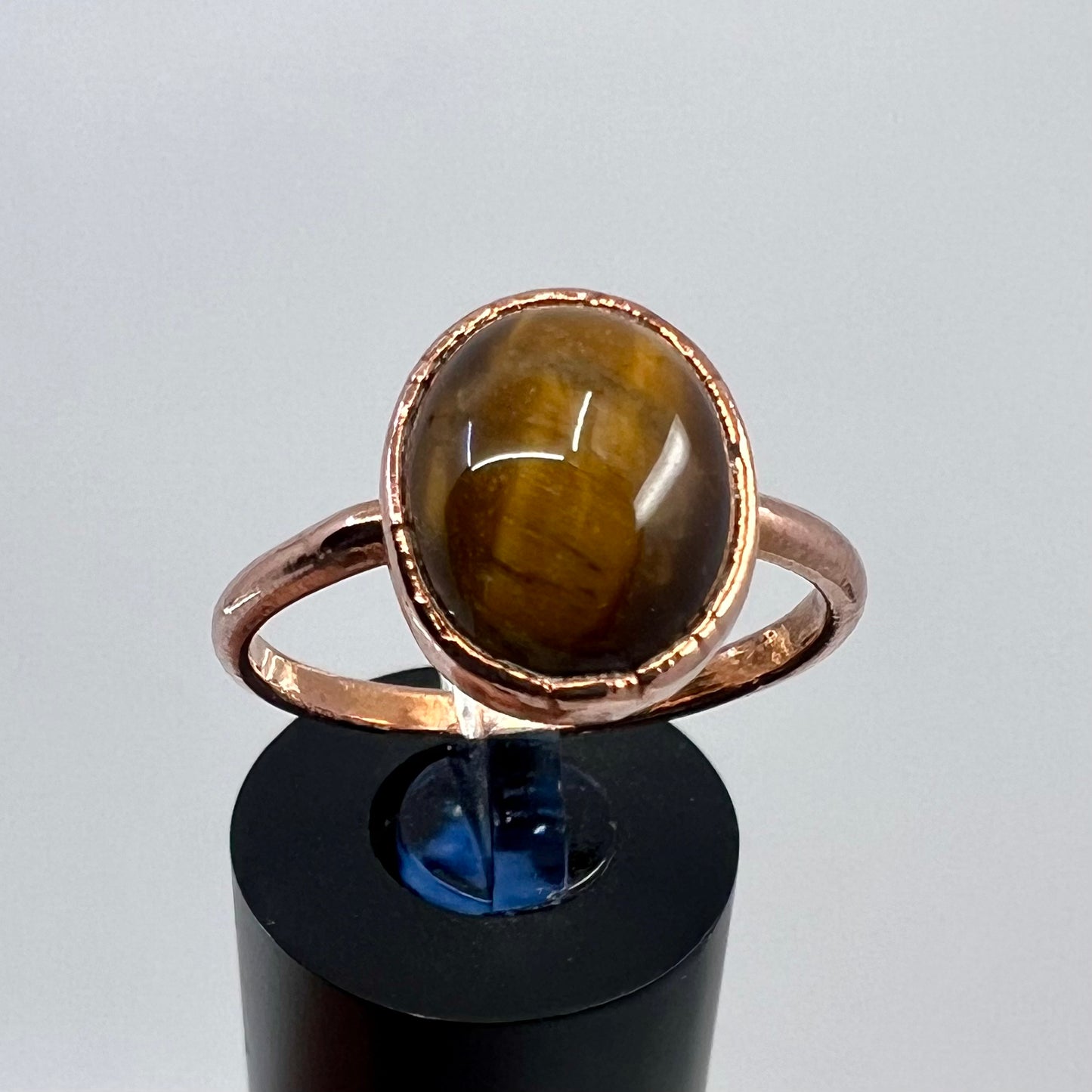 Size 9.25 Tiger’s Eye Ring - Copper Electroformed