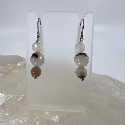 Montana Agate Drop Earrings, Faceted