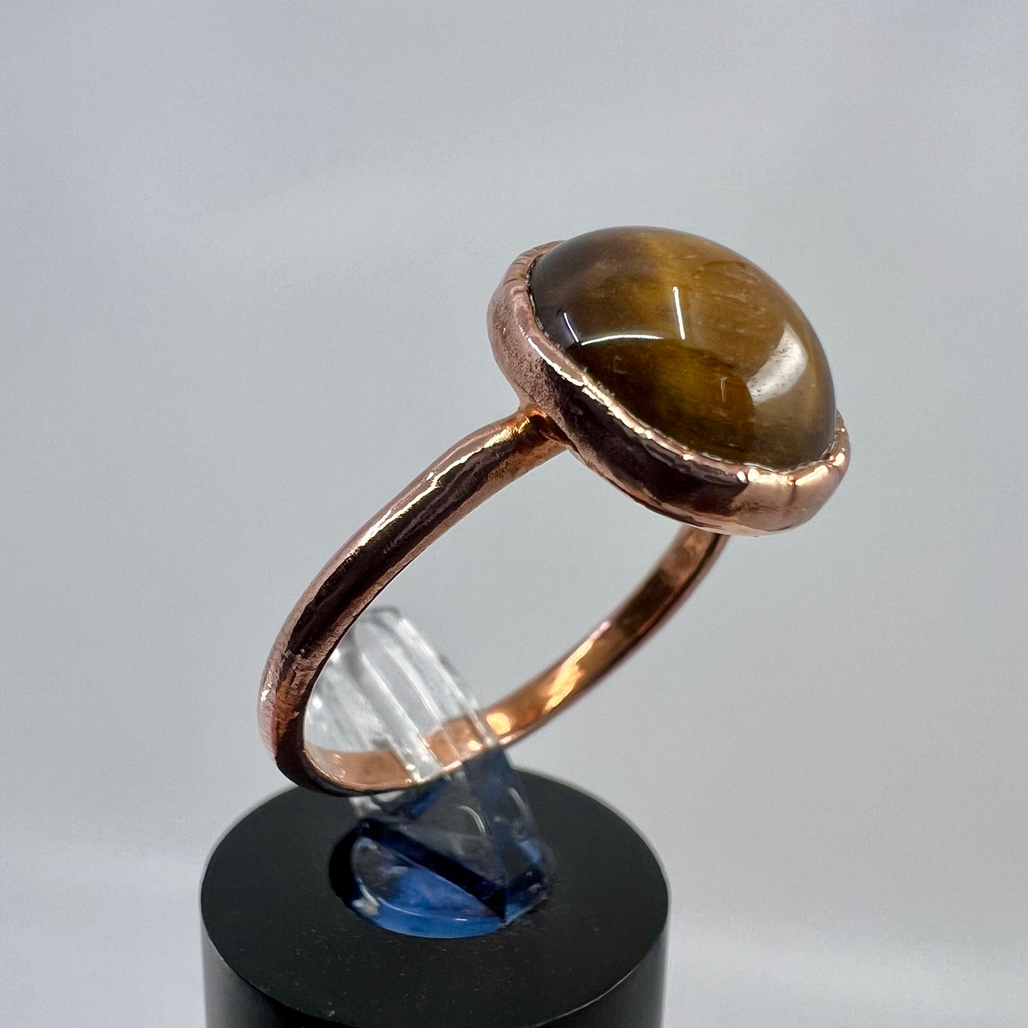 Size 9.25 Tiger’s Eye Ring - Copper Electroformed