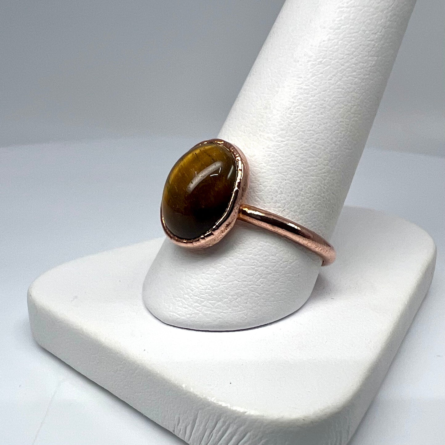 Size 9.25 Tiger’s Eye Ring - Copper Electroformed