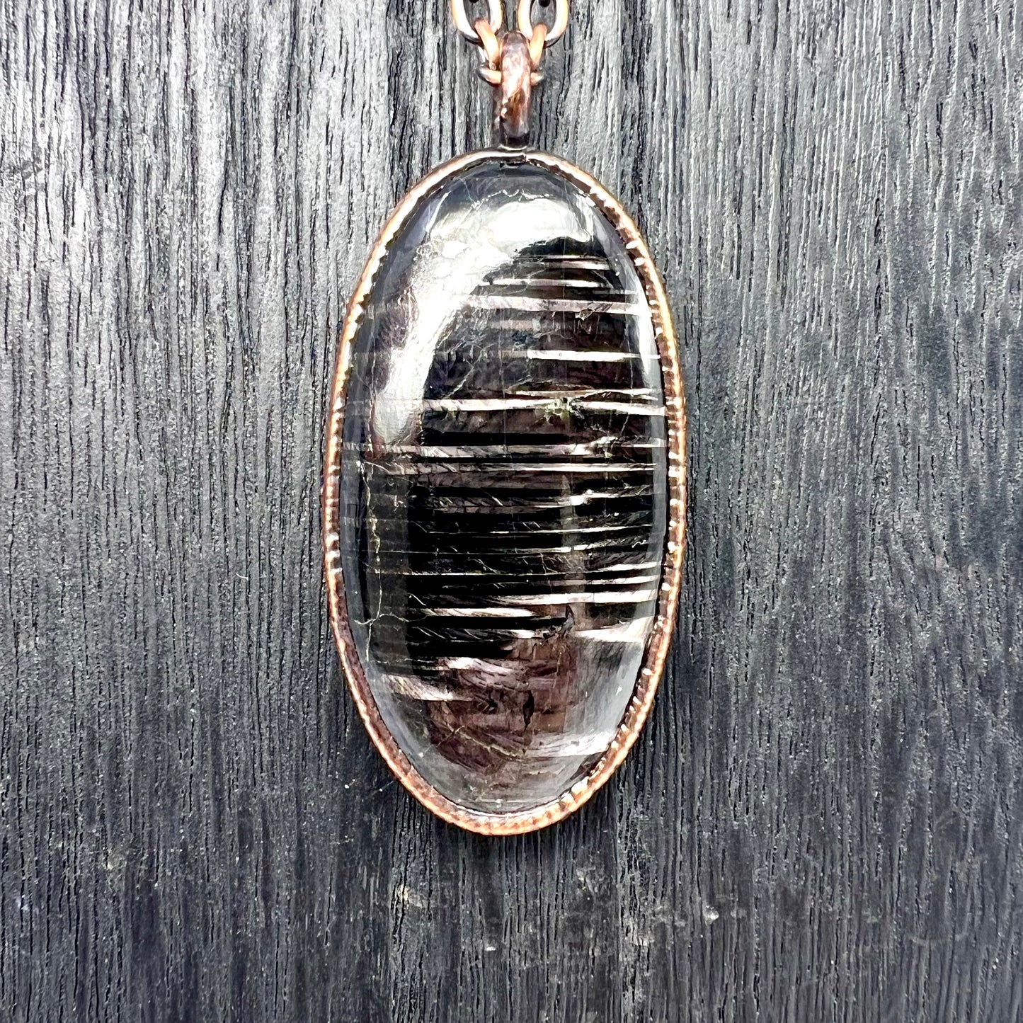 Hypersthene Necklace - Copper Electroformed