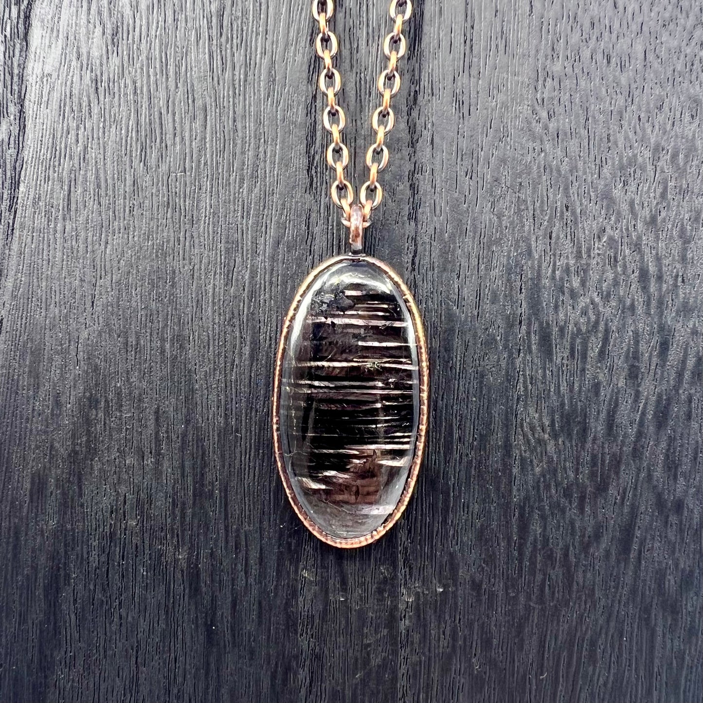 Hypersthene Necklace - Copper Electroformed