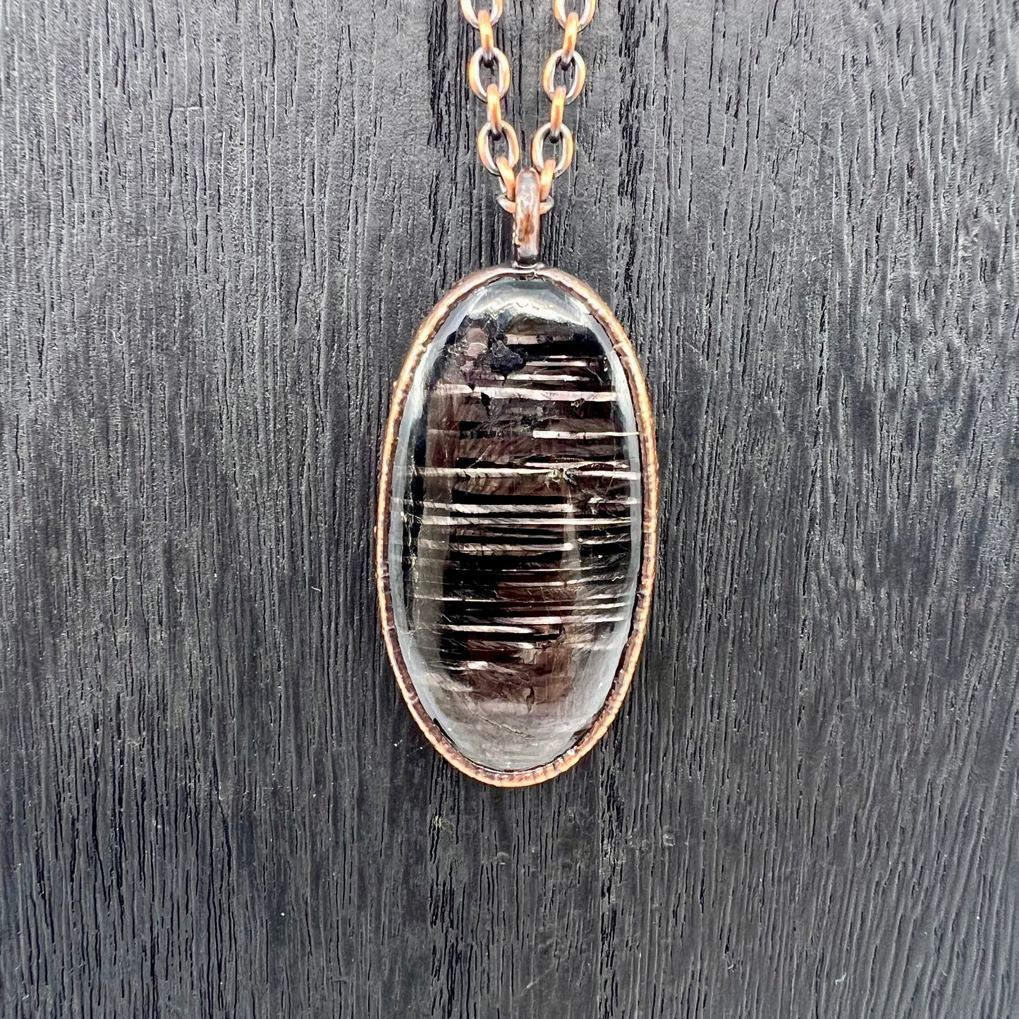 Hypersthene Necklace - Copper Electroformed