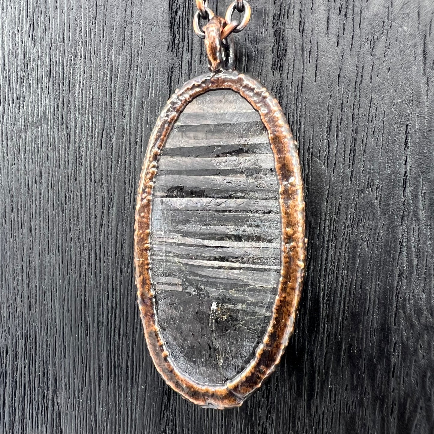 Hypersthene Necklace - Copper Electroformed