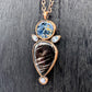 Hypersthene, Pietersite, and Rainbow Moonstone Necklace - Copper Electroformed