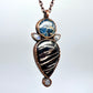 Hypersthene, Pietersite, and Rainbow Moonstone Necklace - Copper Electroformed