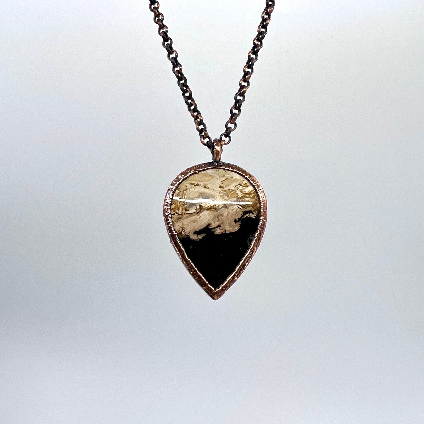 Fossil Palm Root Necklace - Copper Electroformed