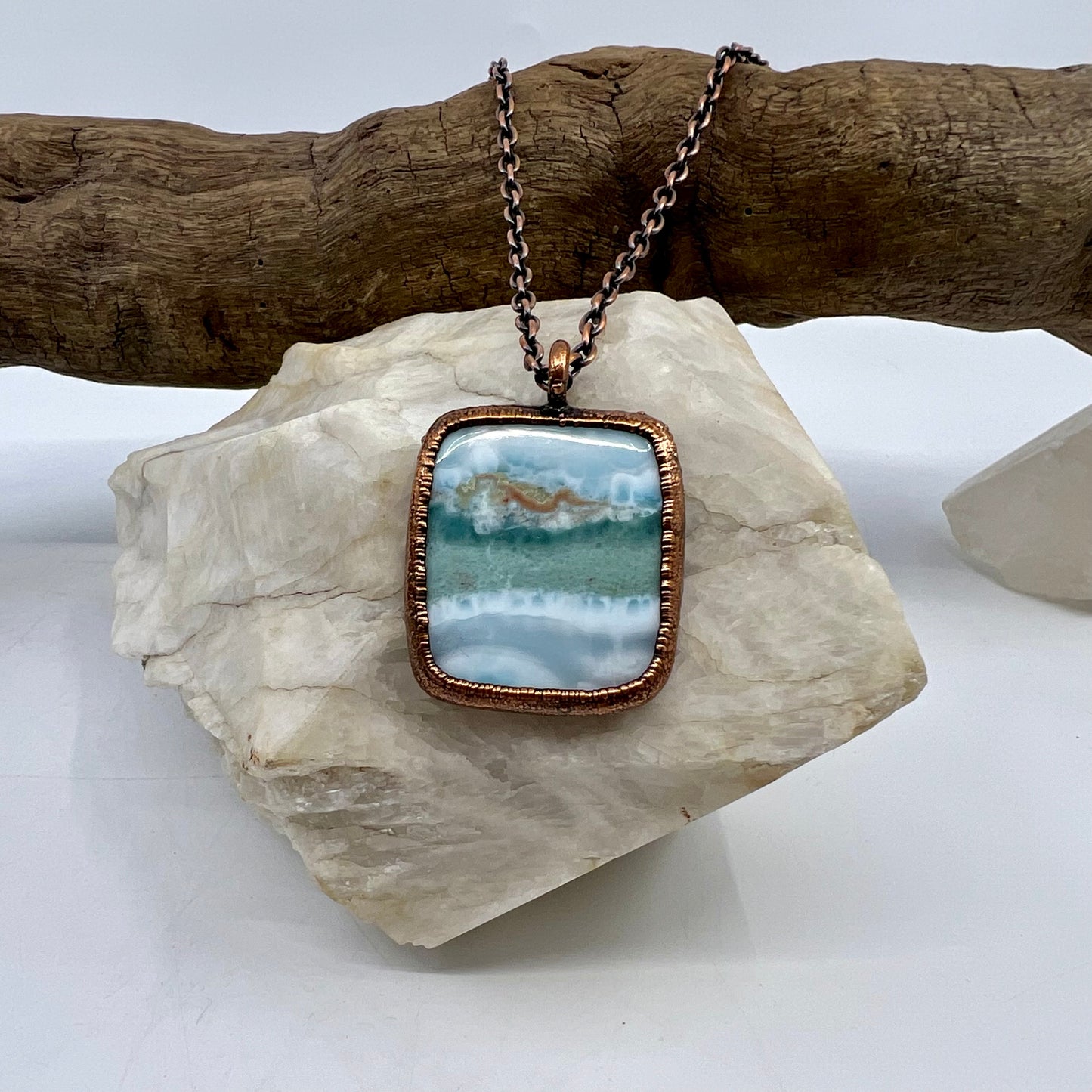 Larimar Necklace - Copper Electroformed