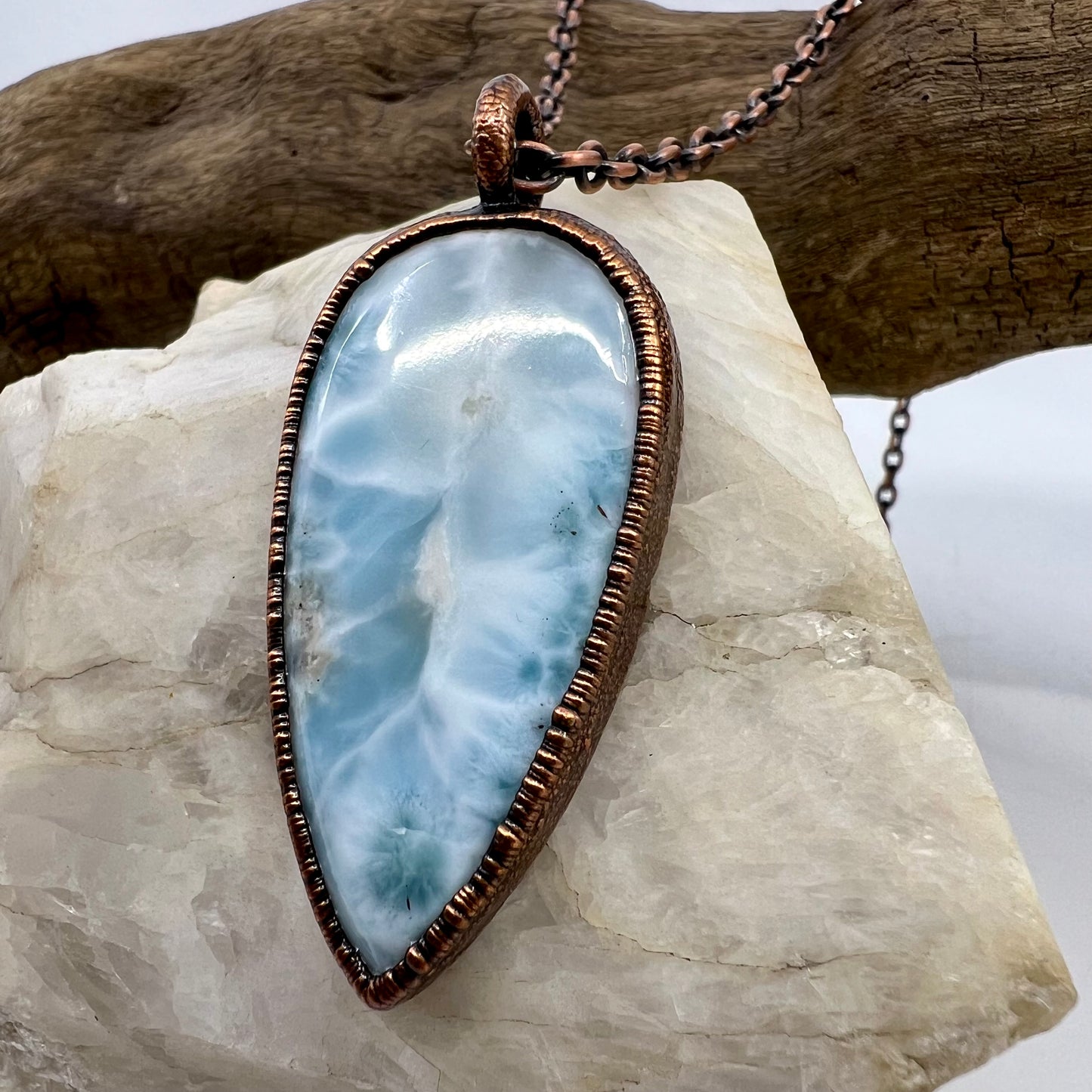 Larimar Necklace - Copper Electroformed