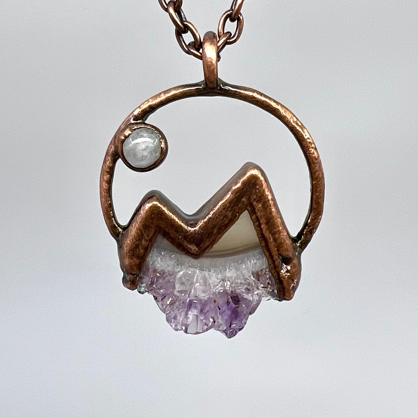 Mountains and the Moon — Copper Electroformed Necklace