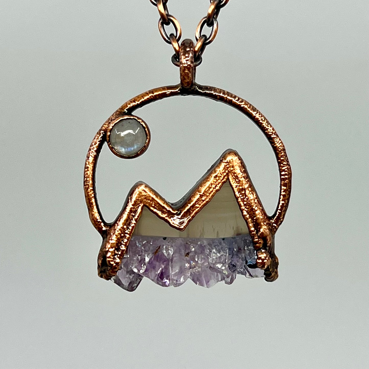 Mountains and the Moon — Copper Electroformed Necklace