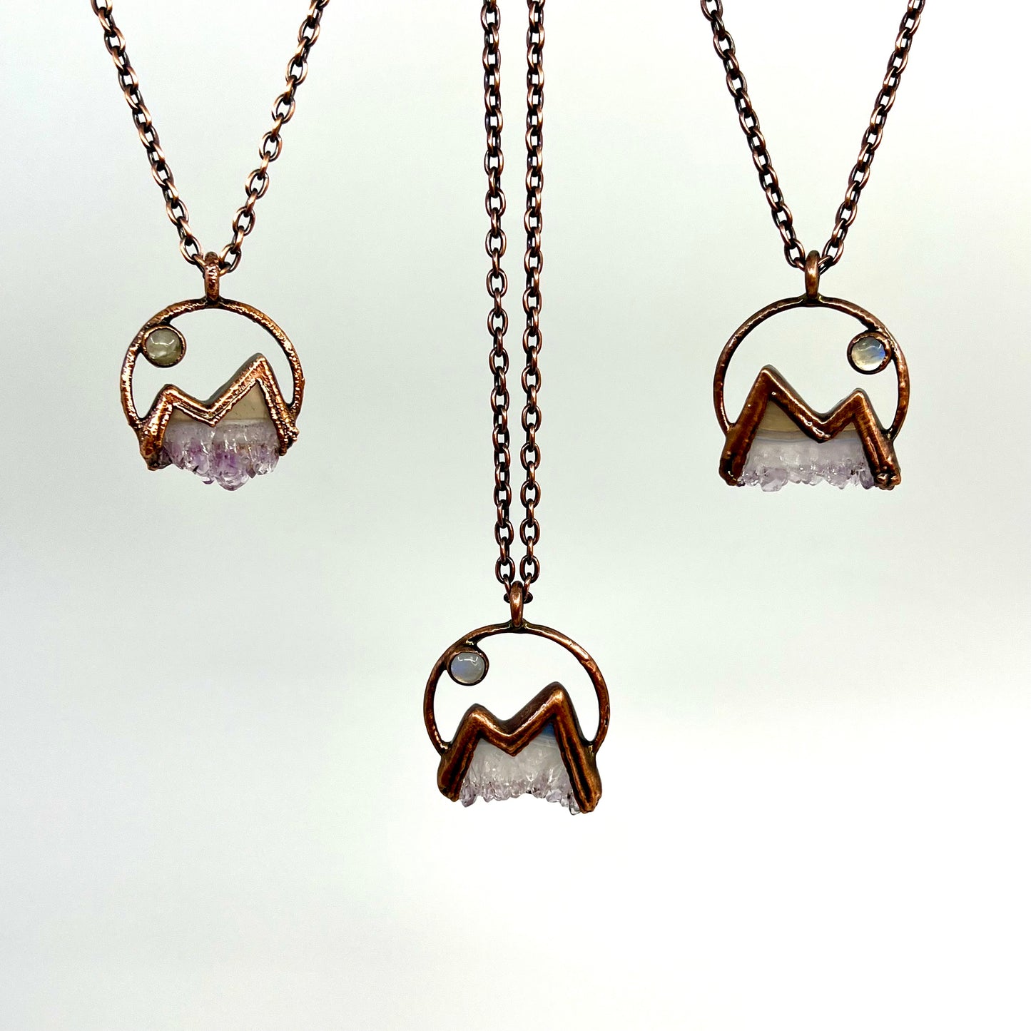 Mountains and the Moon — Copper Electroformed Necklace