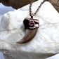 Black Bear Claw with Tourmaline Accent, Small Rear Claw - Copper Electroformed Necklace