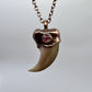 Black Bear Claw with Tourmaline Accent, Small Rear Claw - Copper Electroformed Necklace