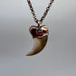 Black Bear Claw with Garnet Accent, Sm/Med Rear Claw - Copper Electroformed Necklace