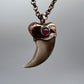 Black Bear Claw with Garnet Accent, Sm/Med Rear Claw - Copper Electroformed Necklace