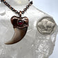 Black Bear Claw with Garnet Accent, Sm/Med Rear Claw - Copper Electroformed Necklace