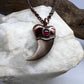 Black Bear Claw with Garnet Accent, Sm/Med Rear Claw - Copper Electroformed Necklace