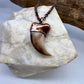 Black Bear Claw with Garnet Accent, Sm/Med Rear Claw - Copper Electroformed Necklace