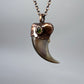 Black Bear Claw with Tourmaline Accent, Small Rear Claw - Copper Electroformed Necklace