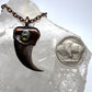 Black Bear Claw with Tourmaline Accent, Small Rear Claw - Copper Electroformed Necklace