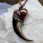 Black Bear Claw with Garnet Accent, Large Front Claw - Copper Electroformed Necklace