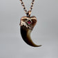 Black Bear Claw with Garnet Accent, Large Front Claw - Copper Electroformed Necklace