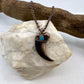 Black Bear Claw with Turquoise Accent, Large Front Claw - Copper Electroformed Necklace