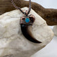 Black Bear Claw with Turquoise Accent, Large Front Claw - Copper Electroformed Necklace