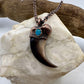 Black Bear Claw with Turquoise Accent, Large Front Claw - Copper Electroformed Necklace