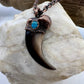 Black Bear Claw with Turquoise Accent, Large Front Claw - Copper Electroformed Necklace