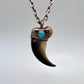 Black Bear Claw with Turquoise Accent, Large Front Claw - Copper Electroformed Necklace