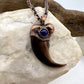 Black Bear Claw with Lapis Lazuli Accent, Large Front Claw - Copper Electroformed Necklace