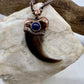 Black Bear Claw with Lapis Lazuli Accent, Large Front Claw - Copper Electroformed Necklace