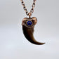 Black Bear Claw with Lapis Lazuli Accent, Large Front Claw - Copper Electroformed Necklace