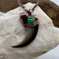 Black Bear Claw with Malachite Accent, Large Front Claw - Copper Electroformed Necklace