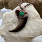 Black Bear Claw with Malachite Accent, Large Front Claw - Copper Electroformed Necklace