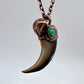 Black Bear Claw with Malachite Accent, Large Front Claw - Copper Electroformed Necklace