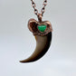 Black Bear Claw with Malachite Accent, Large Front Claw - Copper Electroformed Necklace